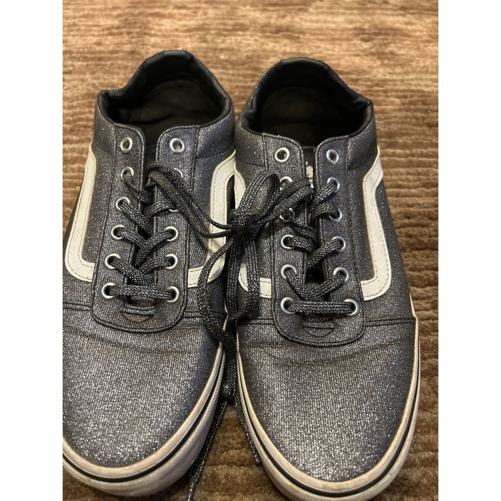 Vans‎ Old Skool Glitter Canvas Sneakers in Charcoal Grey with White Stripe